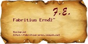 Fabritius Ernő névjegykártya